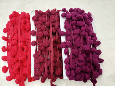 9 yards x Wholesale Red Pom Pom Fringe Trim, Pompom Trimming, Tassels